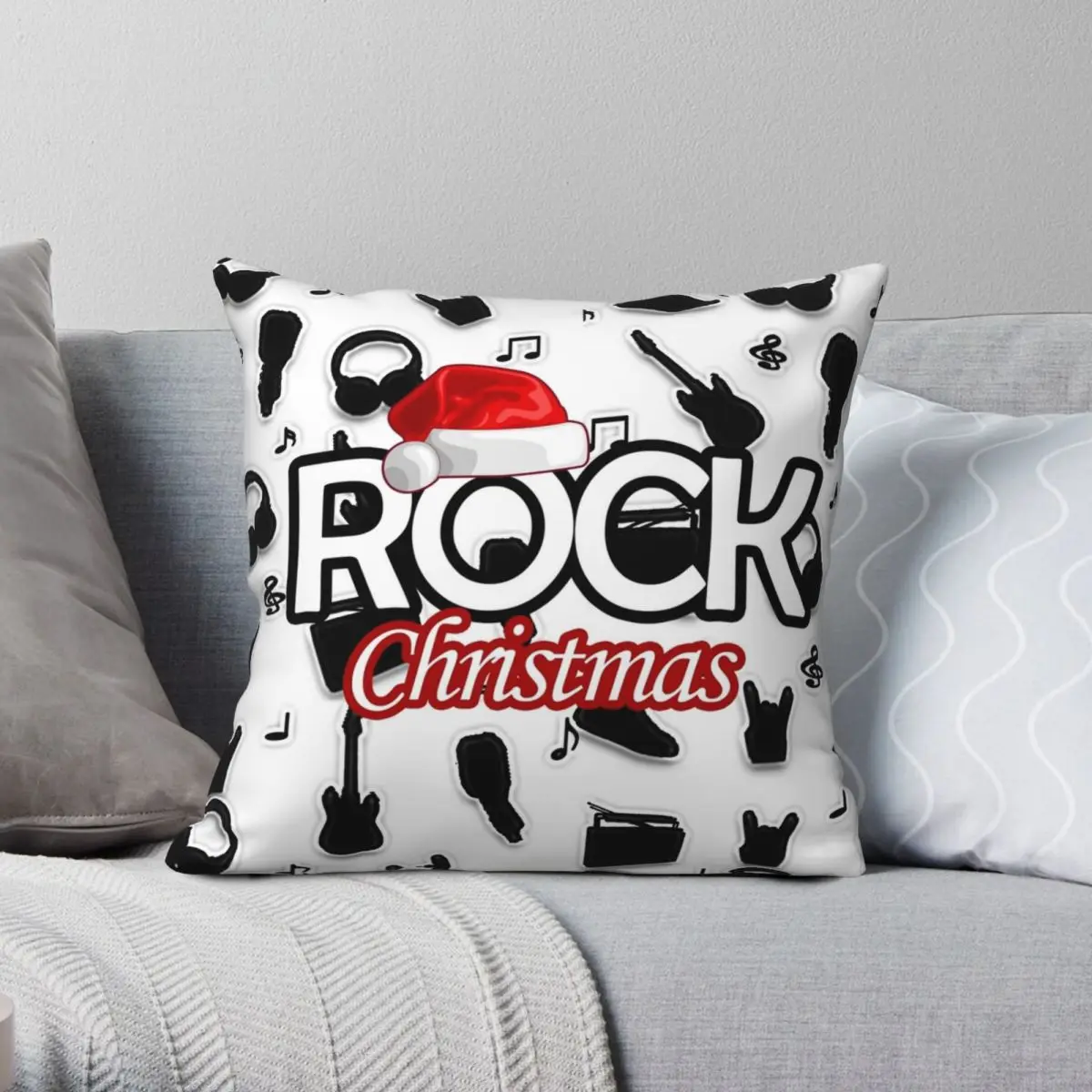 

Rock Christmas Square Pillowcase Polyester Linen Velvet Creative Zip Decorative Throw Pillow Case Bed Cushion Cover Wholesale