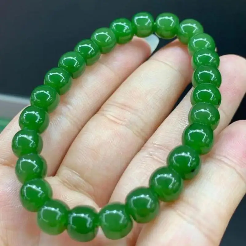 

100% Natural Nephrite Green Jade Bracelet Women Healing Gemstone Fine Jewelry Genuine Grade A Hetian Jade Barrel Beads Bracelets