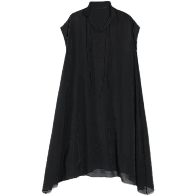 Letnia, duża rozmiarówka, szyfonowa sukienka damska z dekoltem w serek, wyszczuplająca, w jednolitym kolorze, rozkloszowana spódnica, do noszenia na co dzień i do pracy.