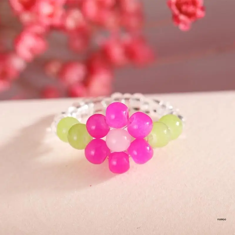 Beaded Ring Stacking Ring for Women Girls Jewelry Gift Kidcore Vintage Y2K-style Rings Handmade Crafts