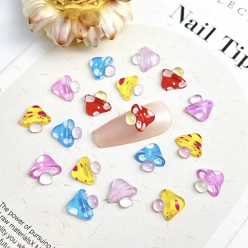 ชาร์มตกแต่งเล็บรูปมาการองหลากสี 20 ชิ้น ลายการ์ตูน 3 มิติ รูปเห็ด ทำจากเรซิ่น สำหรับตกแต่งเล็บ DIY ขนาด 9*10 มม.