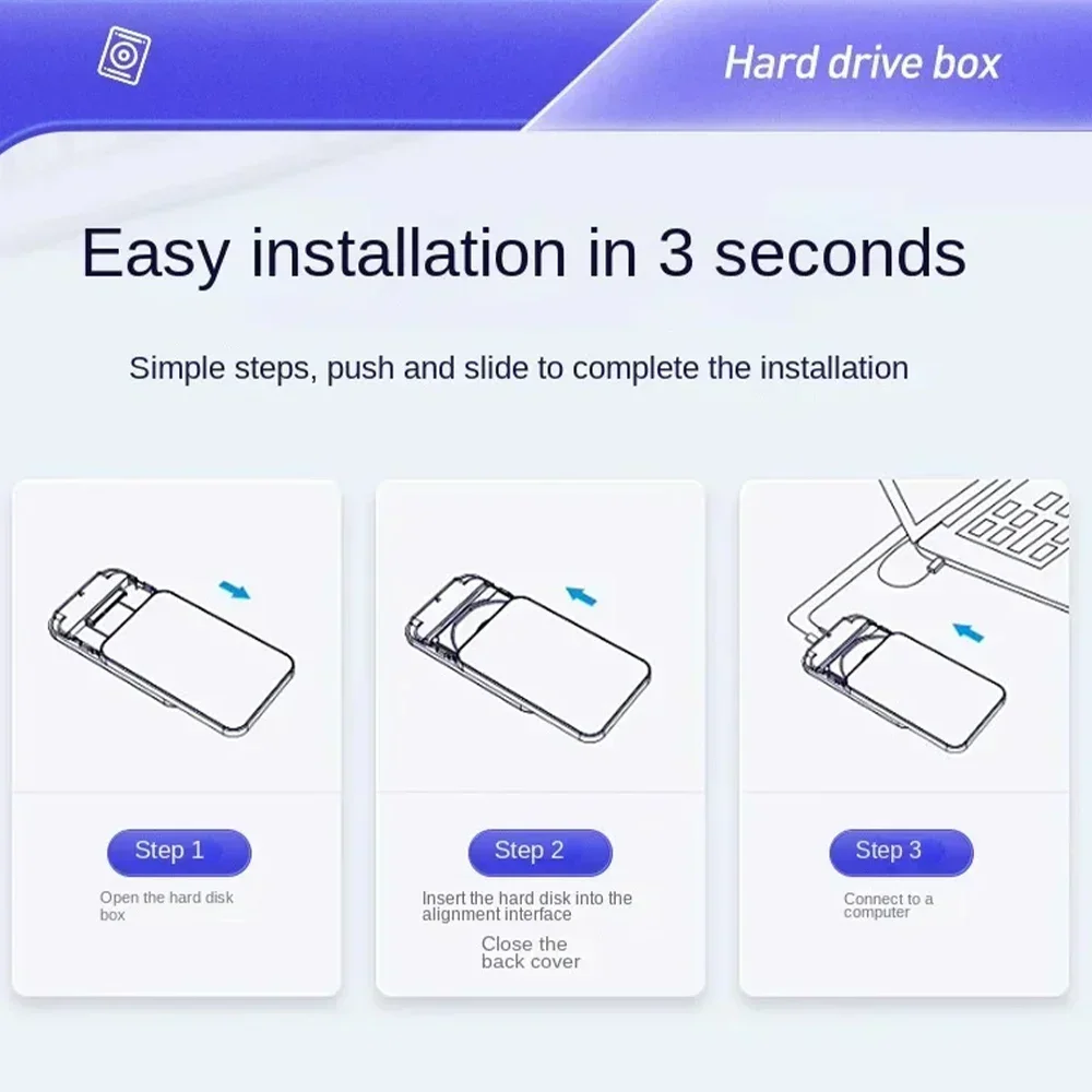 Custodia esterna SATA SSD da 2.5 pollici ORICO USB3.0 custodia per disco rigido di tipo C da 5Gbps custodia per HDD di archiviazione portatile esterna per PC Laptop