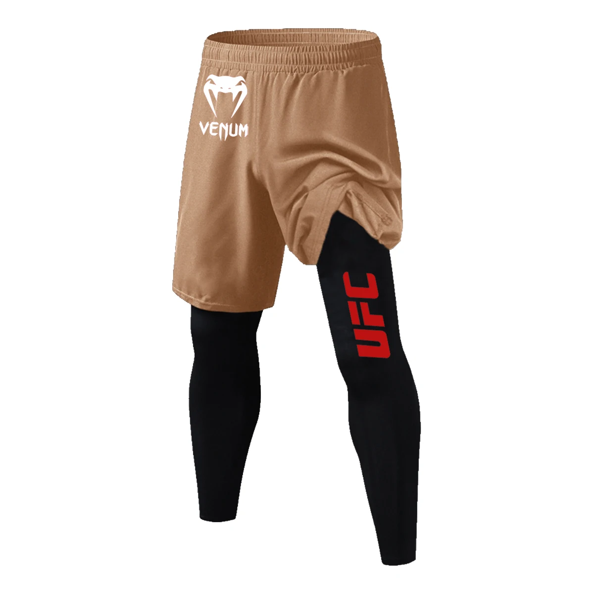 

UFC мужские летние уличные эластичные быстросохнущие повседневные леггинсы с имитацией двухсекционных спортивных штанов для бега и фитнеса