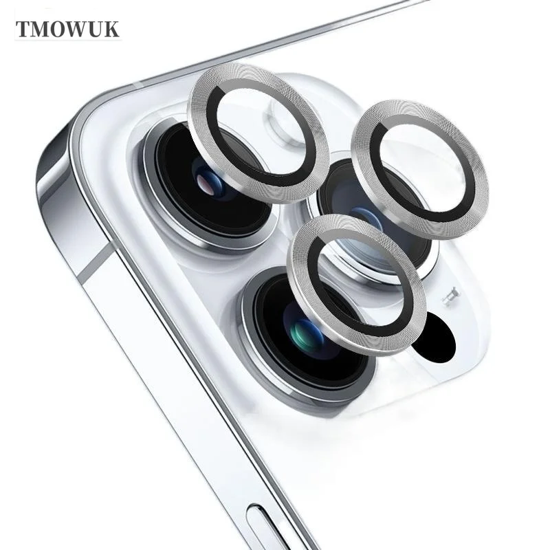 For iPhone 16 15 14 Pro Max Plus 13 1211 Pro Max Mini Metal Camera Lens Protector  Protective Film Tempered Glass Full Cover