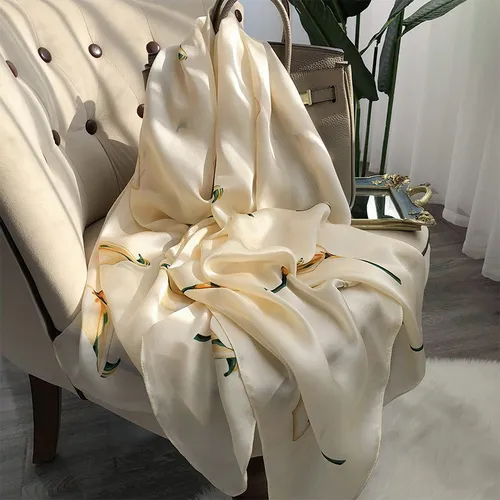 Imagen 2 del producto 2025 marca 100% bufanda de seda pura mujer lujo Hangzhou envolturas de seda Real para damas chales estampados Foulard mujer bufandas de seda Natural
