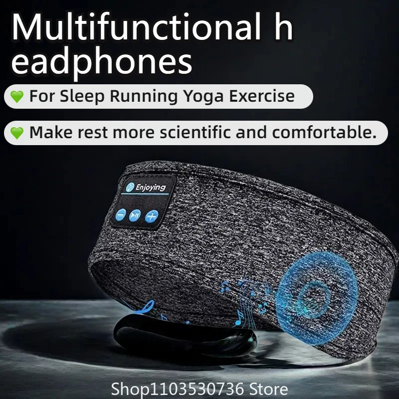 

Bluetooth Sleeping Headphones Sports Headband Thin Soft Elastic Comfortable Wireless Music Earphones Eye Mask for Side Sleeper