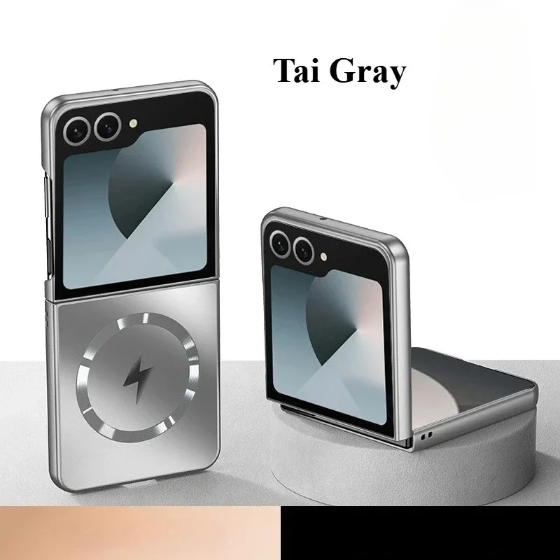 Galvanizado ag fosco fosco magnético caso de carga sem fio para samsung galaxy z flip 7fe 6 5 4 3 fino à prova de gota proteger capa