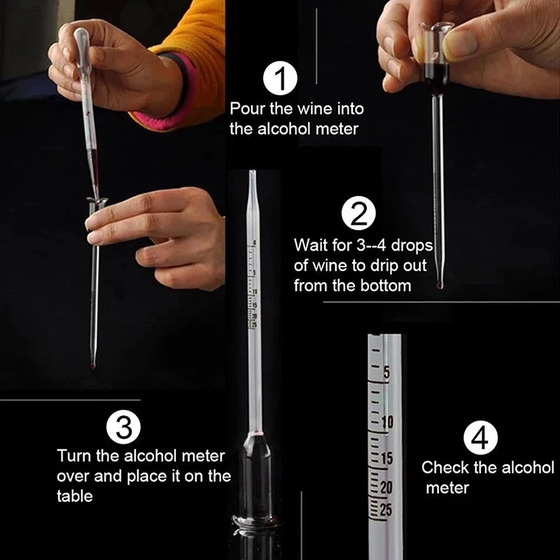 Transparante Wijn Alcohol Meter Fruit Wijn Rijstconcentratie Meter Wijn Wijn Meter Alcohol Meter 0-25 Graden Glazen Vinometer