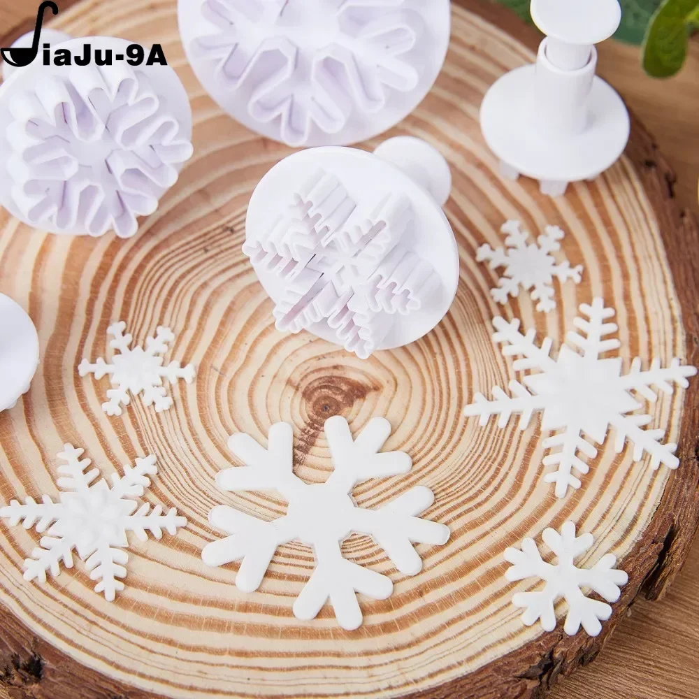 3pcs Snowflake Plunger Mold Cake Decorating Tool Biscuit Cookie Cupcake Mould Kitchen Accessories Fondant Cutting Pastry Cutter