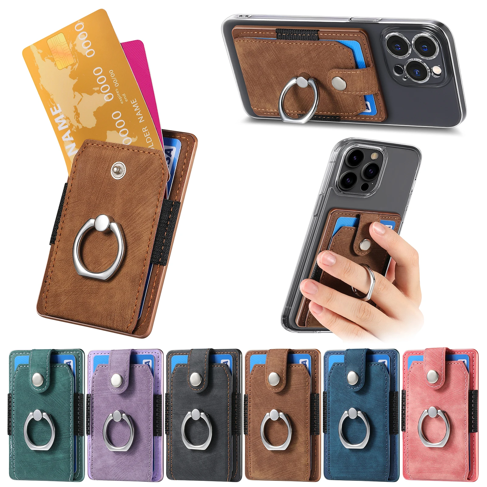 

1Pc Adhesive Ring Buckle Phone Stand Multi functional Portable Phone Case Universal Card Pack Desktop Support
