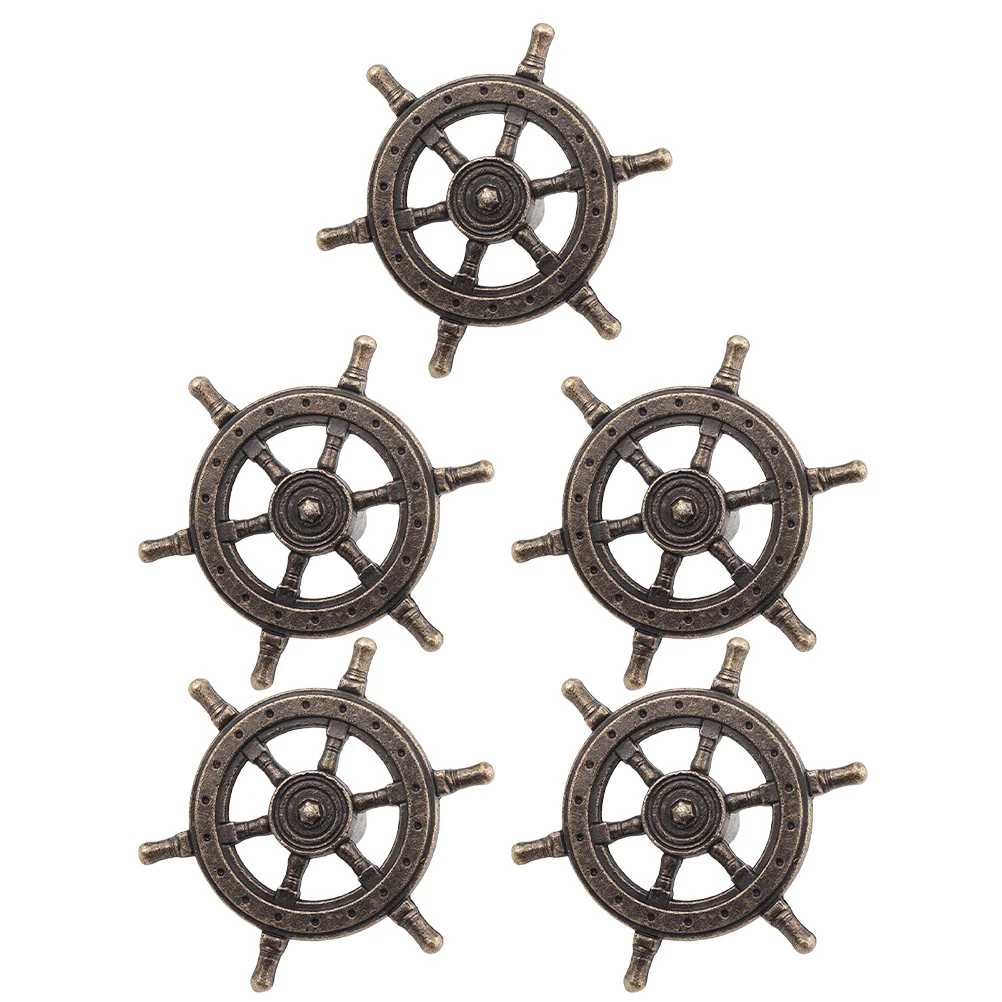 

5Pcs Steering Wheel Cabinet Knobs Vintage Style Durable Door Handle Wardrobe Drawer Pull Hardware Furniture Handles