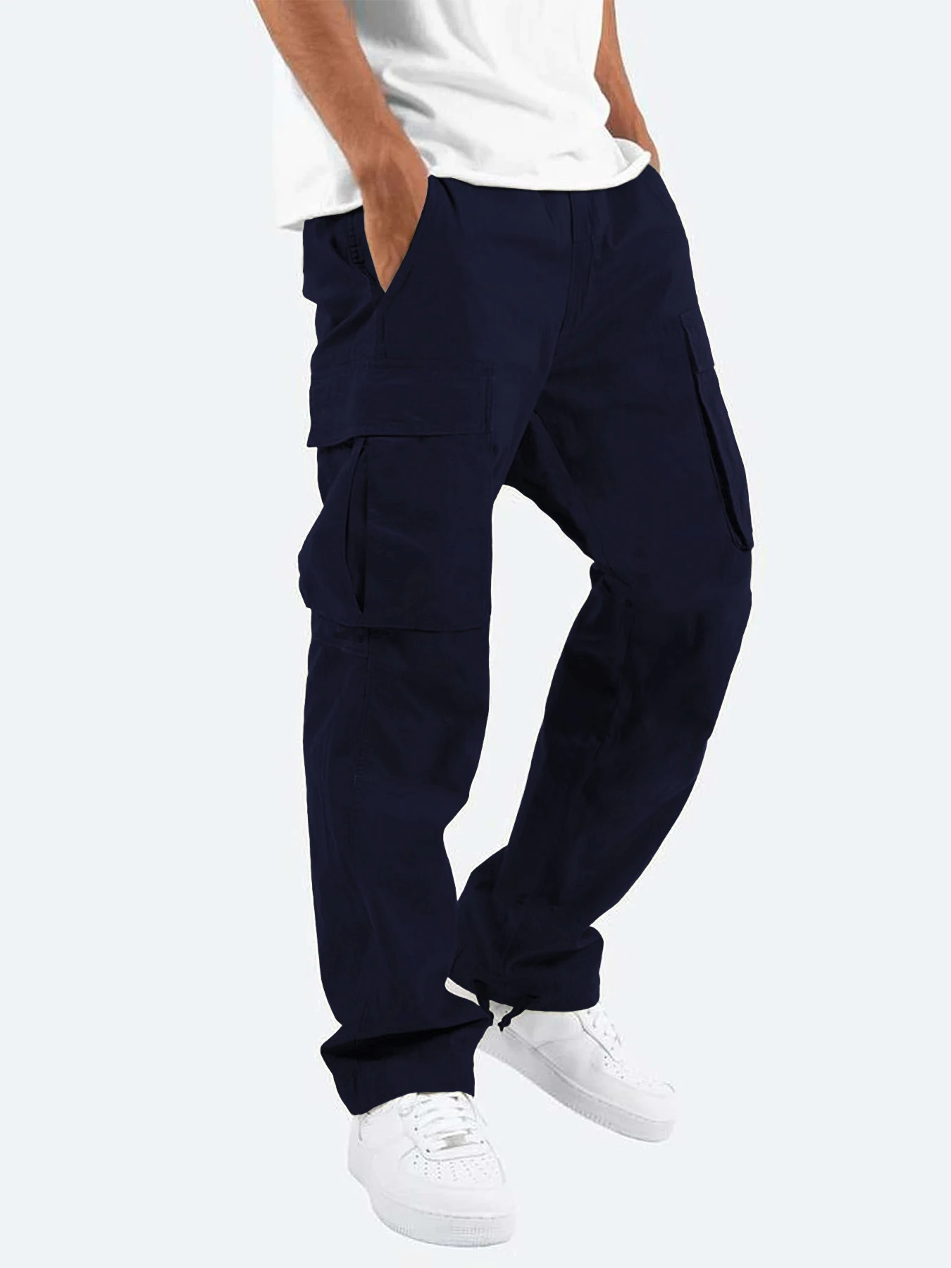 

new men's workwear pants, European and American men's loose straight casual pants, men's workwear pocket pants