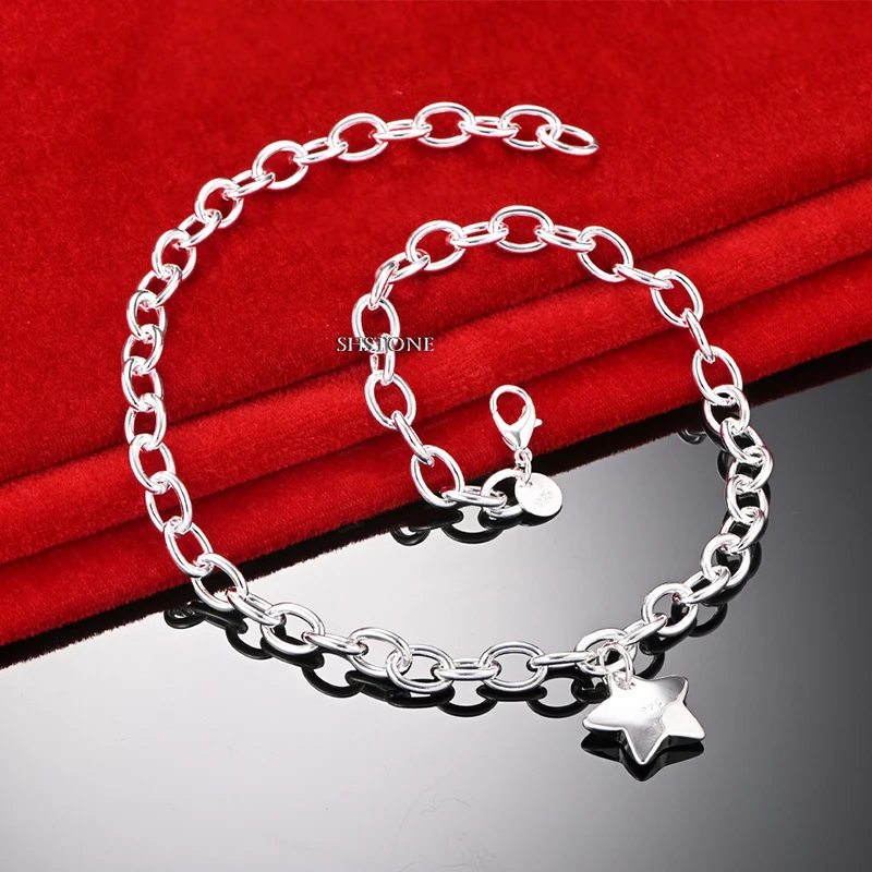 

Hot 925 Sterling Silver Solid Star Pendant Necklace Women's Cute Sweet Jewelry Accessories Girls' Birthday Gift Wedding Party