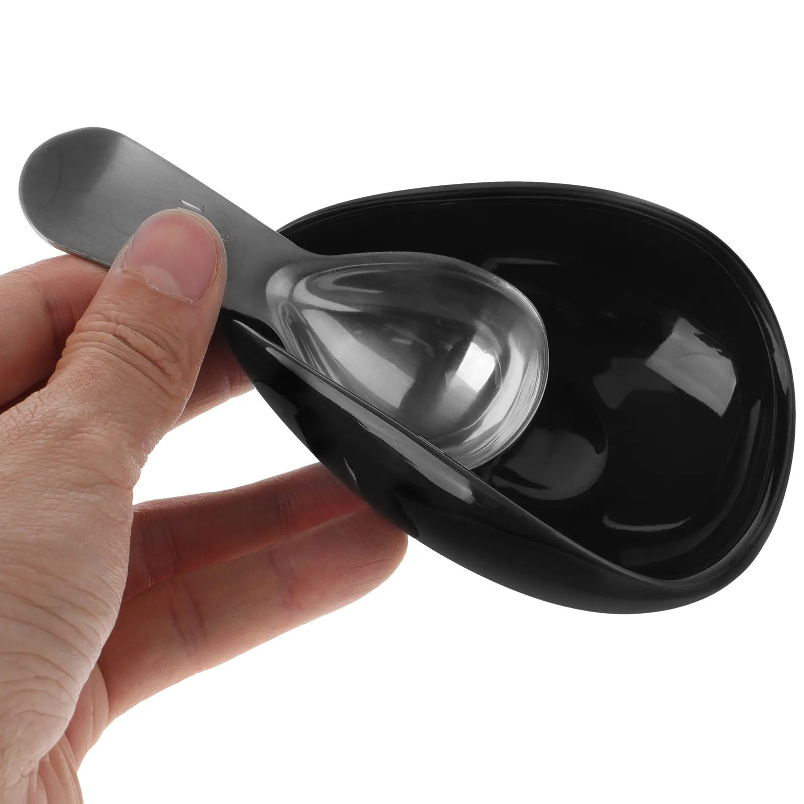 1Set Stainless Steel Ceramic Coffee Bean Dosing Tray Spoon Set for Use Multi-Function Display Storage Measuring