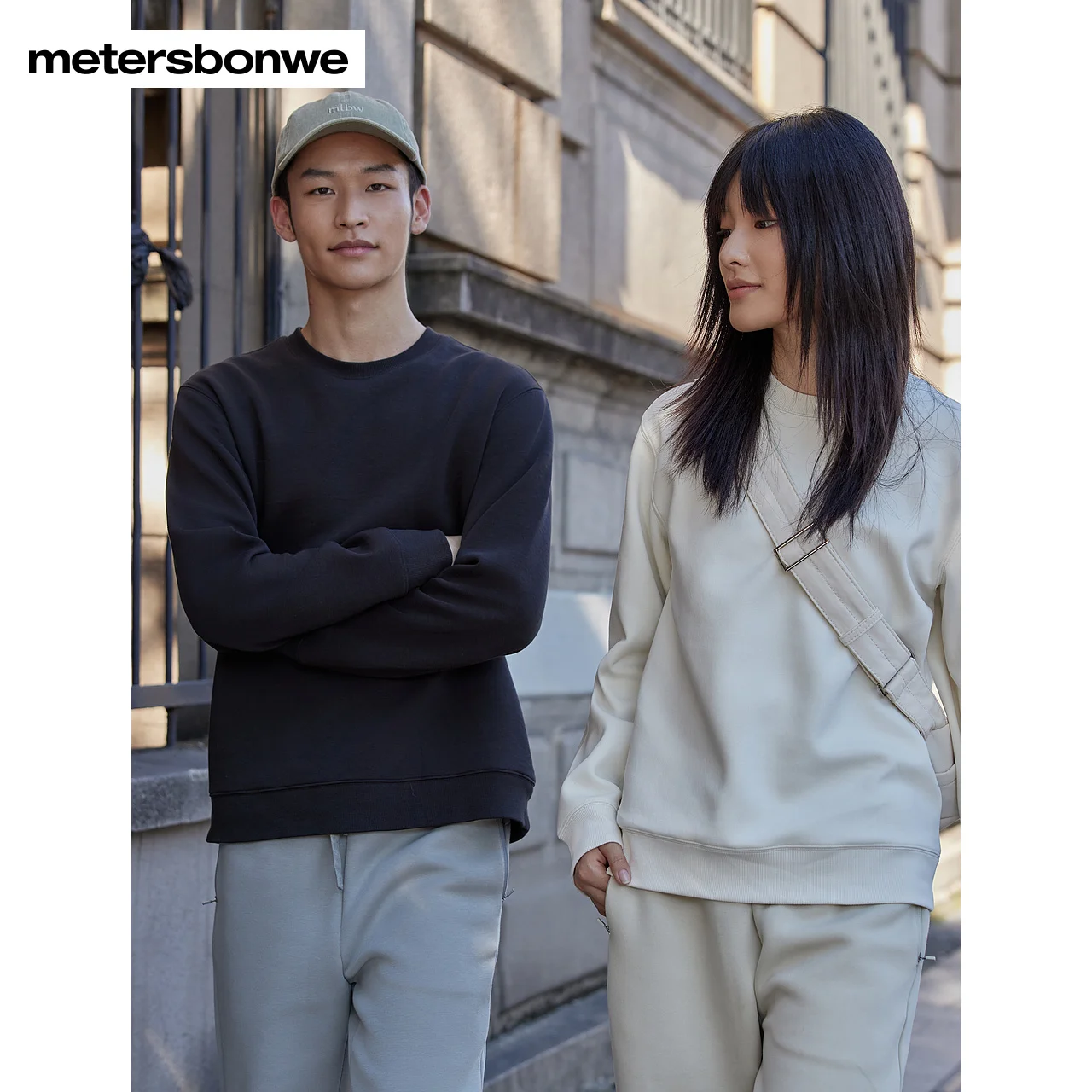 Metersbonwe-Men's And Women's Crewneck Long Sleeve Pullover Solid Color Regular Fir Soft Commuter Casual Autumn Winter