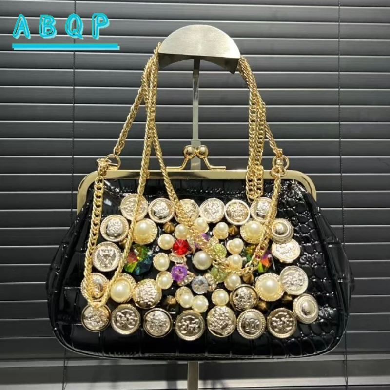 New Women's Shoulder Bag Luxury Brand Diamond-encrusted Women's Shoulder Crossbody Bag Fashionable Evening Shiny Women's Bag