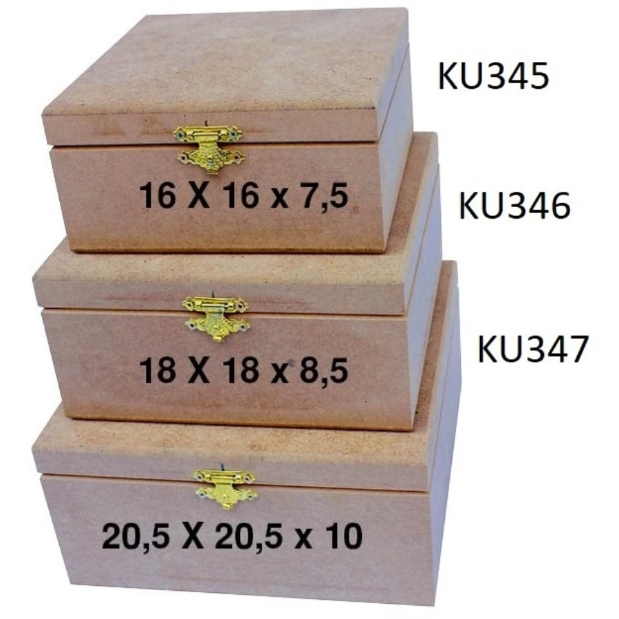 KU346 Junior Clip-On Square Box, Unpainted Raw Wood Mdf Box