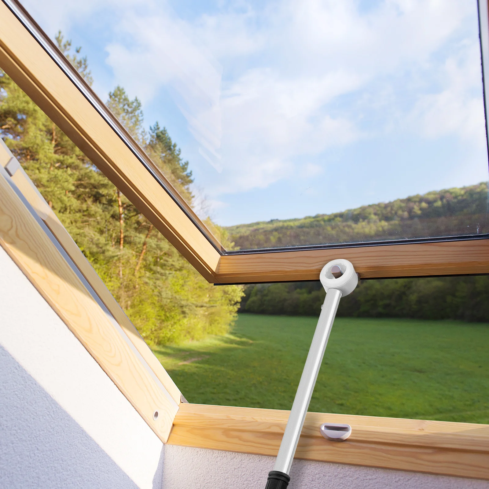 

Window Opening Tool with Long Handle O-Shaped Puller for Blinds Shades Cordless Push Pull Rod Easy Operation Smooth Surface