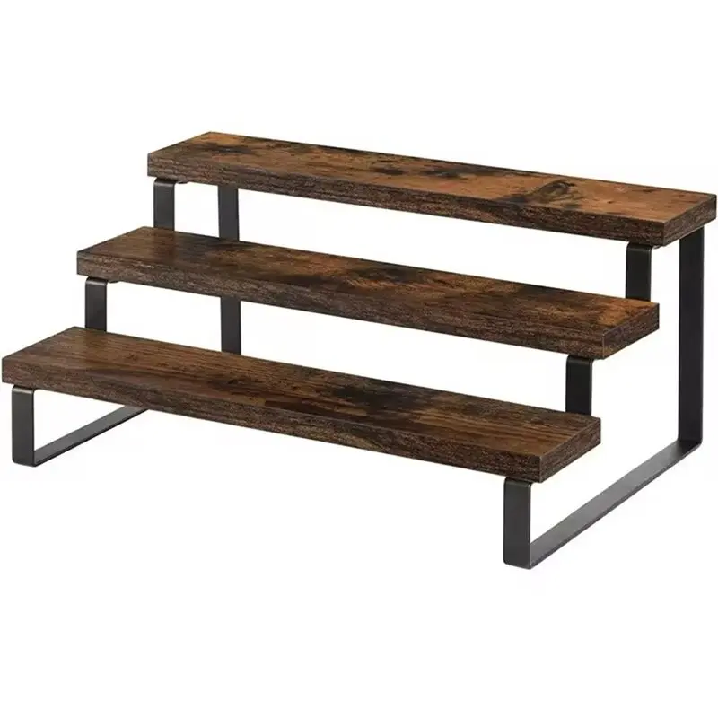 ABUI-3 Tier Wooden Display Riser Cupcake Stand Perfume Makeup Kitchen Countertop Spice Rack Organizer Shelf