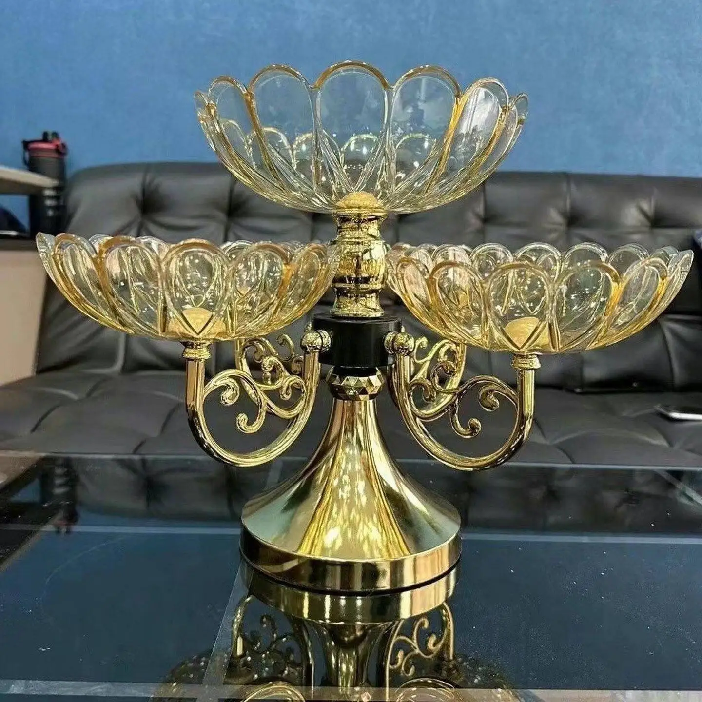 Modern Rotating Multi-layer Acrylic Coffee Table Fruit Tray Luxury Minimalist Living Room Creative Snack Sugar Bowl
