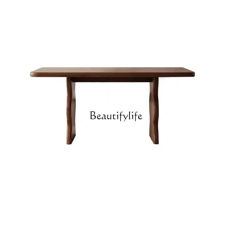 Chinese Style Ash Wood Small Apartment Dining Table French Retro Solid Wood Dining Table