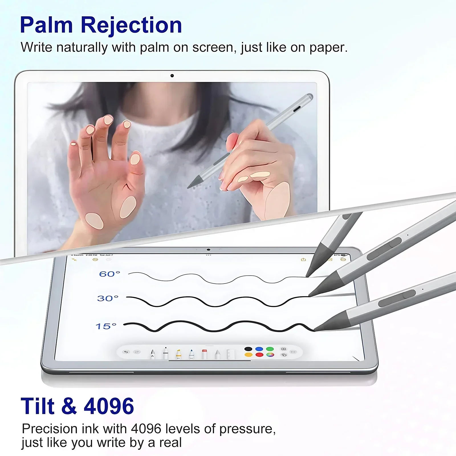 크롬북 파이어 HD 10 및 파이어 맥스 11용 클래식-USI 2.0 스타일러스 펜, 틸트 지원, 4096 압력 감도
