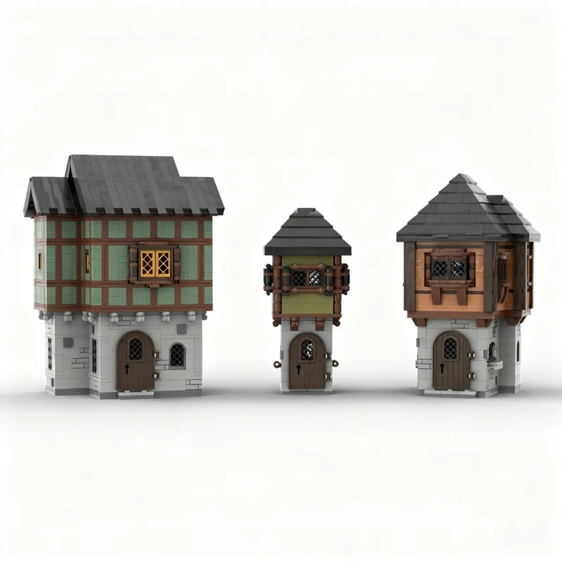 2482 elementy MOC Zamek Średniowieczne Domy Multipack Klocki Modelarskie Konstrukcja DIY Prezenty Świąteczne Kreatywne Zabawki Edukacyjne Pomysł