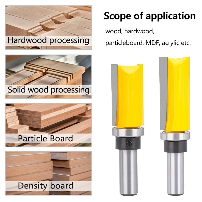 XCAN Milling Cutter 12mm Shank Template Trim Hinge Mortising Router Bit Straight End Mill Flush Trim Tenon Woodworking Tools