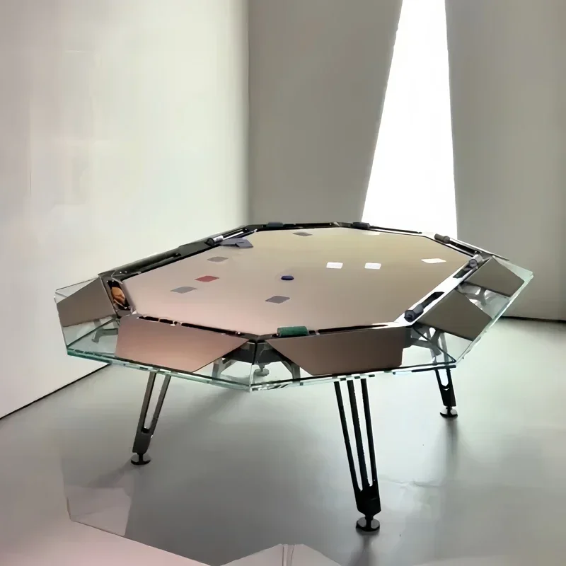 Tempered crystal transparent glass Texas poker table chess and card table luxury high