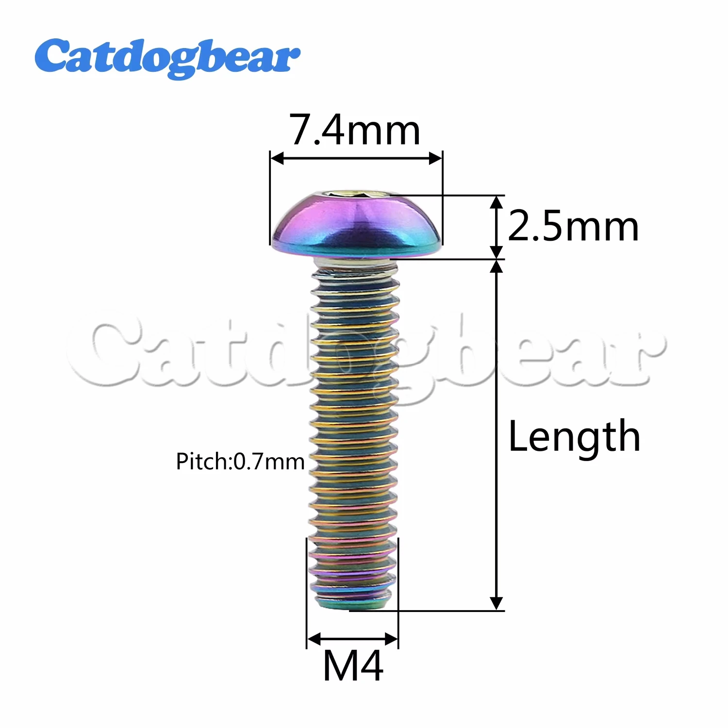 Catdogbear  4Pcs Titanium Ti Bolts M4 x 6 8 10 12 15 20mm Inner Hexagon Half Round Head Screw for Bike Bicycle Fasteners