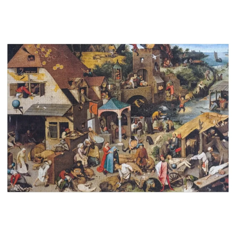 Pieter Bruegel the Elder - The Flemish Proverbs Jigsaw Puzzle Personalized Name Personalized For Kids Puzzle