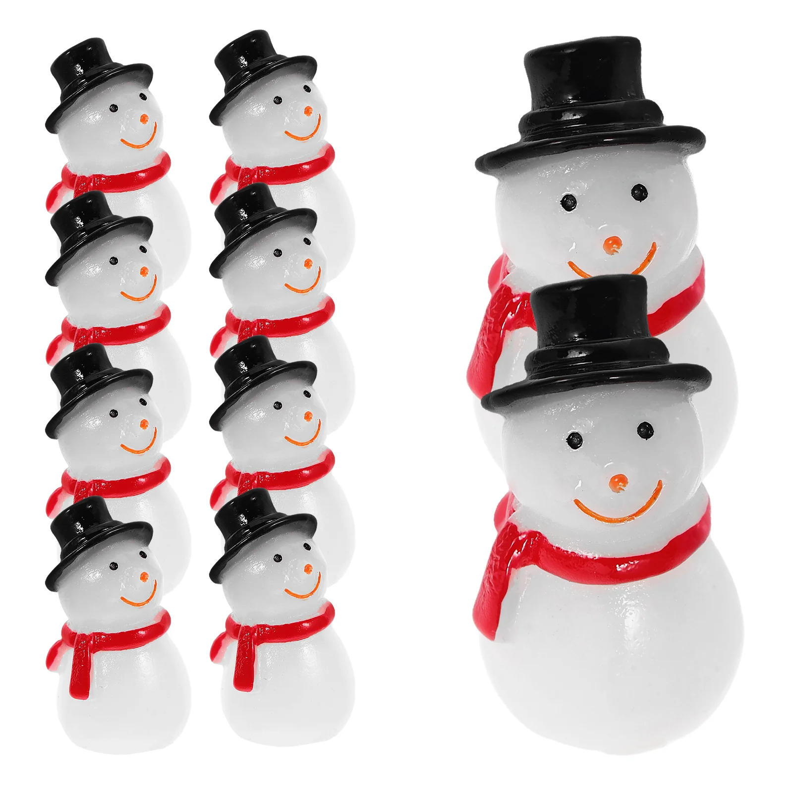 

10 Pcs Mini Snowman Figurines Small Resin Creative Glow in Dark Ornaments for Crafts Micro Landscape Decorations
