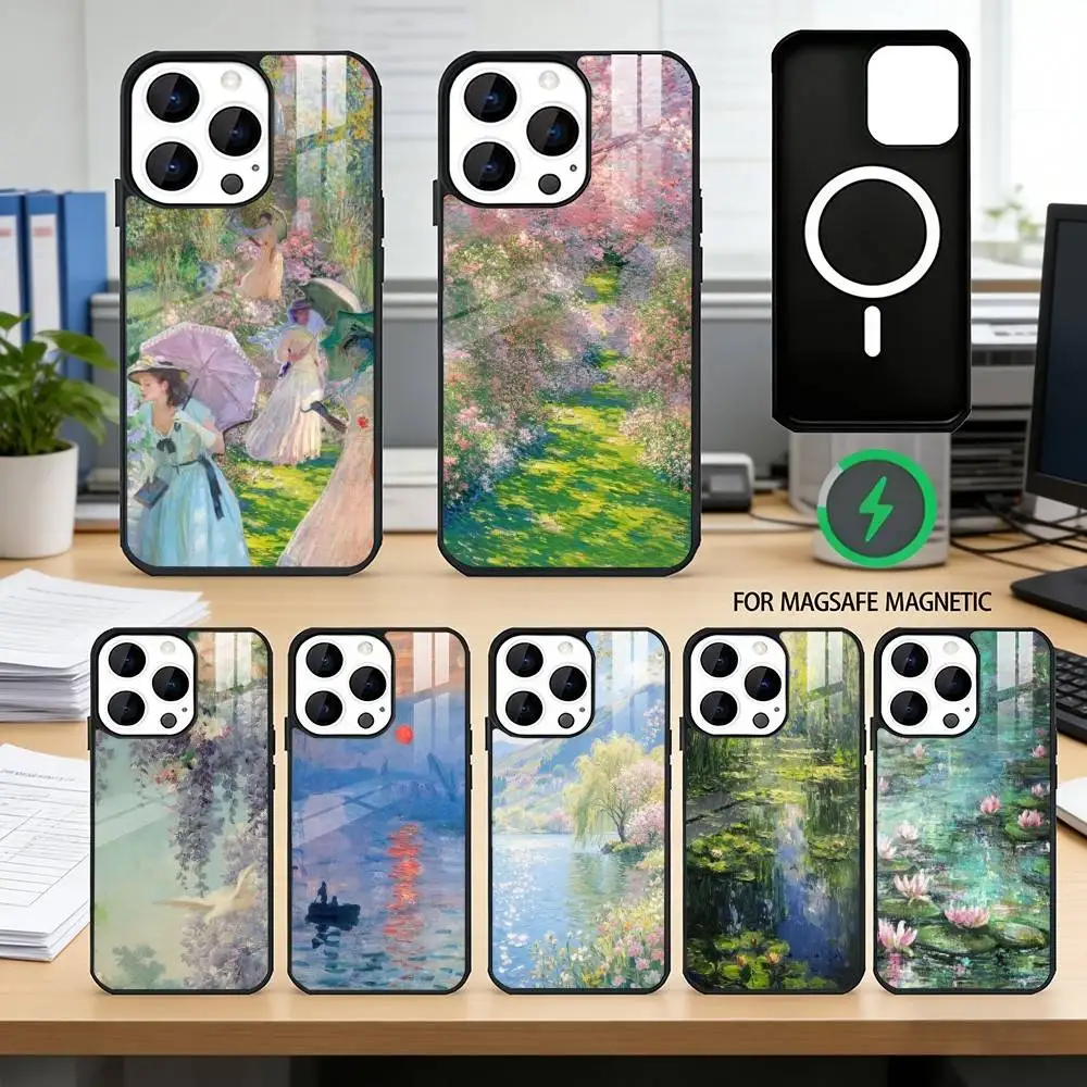 

Claude M-monet G-garden P-paint Phone Case For iPhone17,16,15,14,13,12,11 Plus,Pro Magnetic For Magsafe Wireless Charging