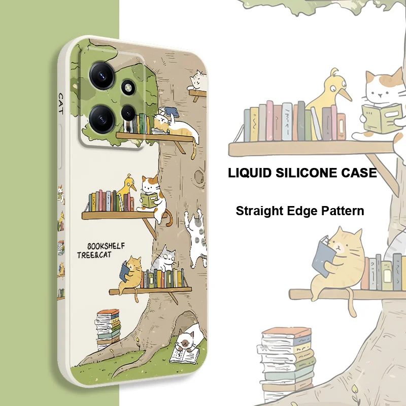 Big Tree Kitten Phone Case For Xiaomi Redmi Note 13 12 12S 11 11S 10 10T 10S 9 9S 8 7 Pro Plus 4G 5G Liquid Silicone Cover