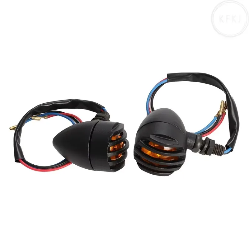 

2 шт. 12 В желтый передний задний фонарь для Harley Cafe Racer Yamaha Suzuki мотоцикл указатели поворота гриль пуля индикатор