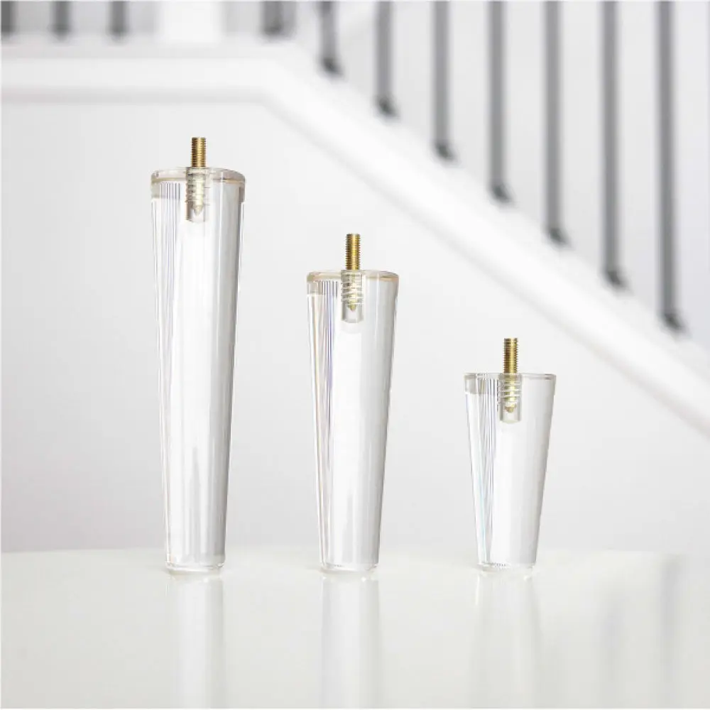 Cone Acrylic Furniture Legs Modern Crystal Style Support Feet Transparent Replacement For Sofa Cabinet Table Home Fittings