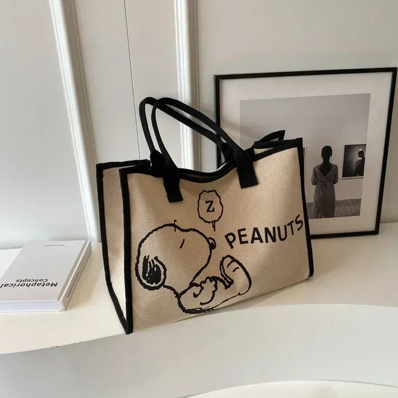 

Snoopy Summer Fashion Canvas bag Commuter Bag Women's 2023 New Large Capacity Shoulder Bag Premium Texture Tote Bag 40x30x17cm