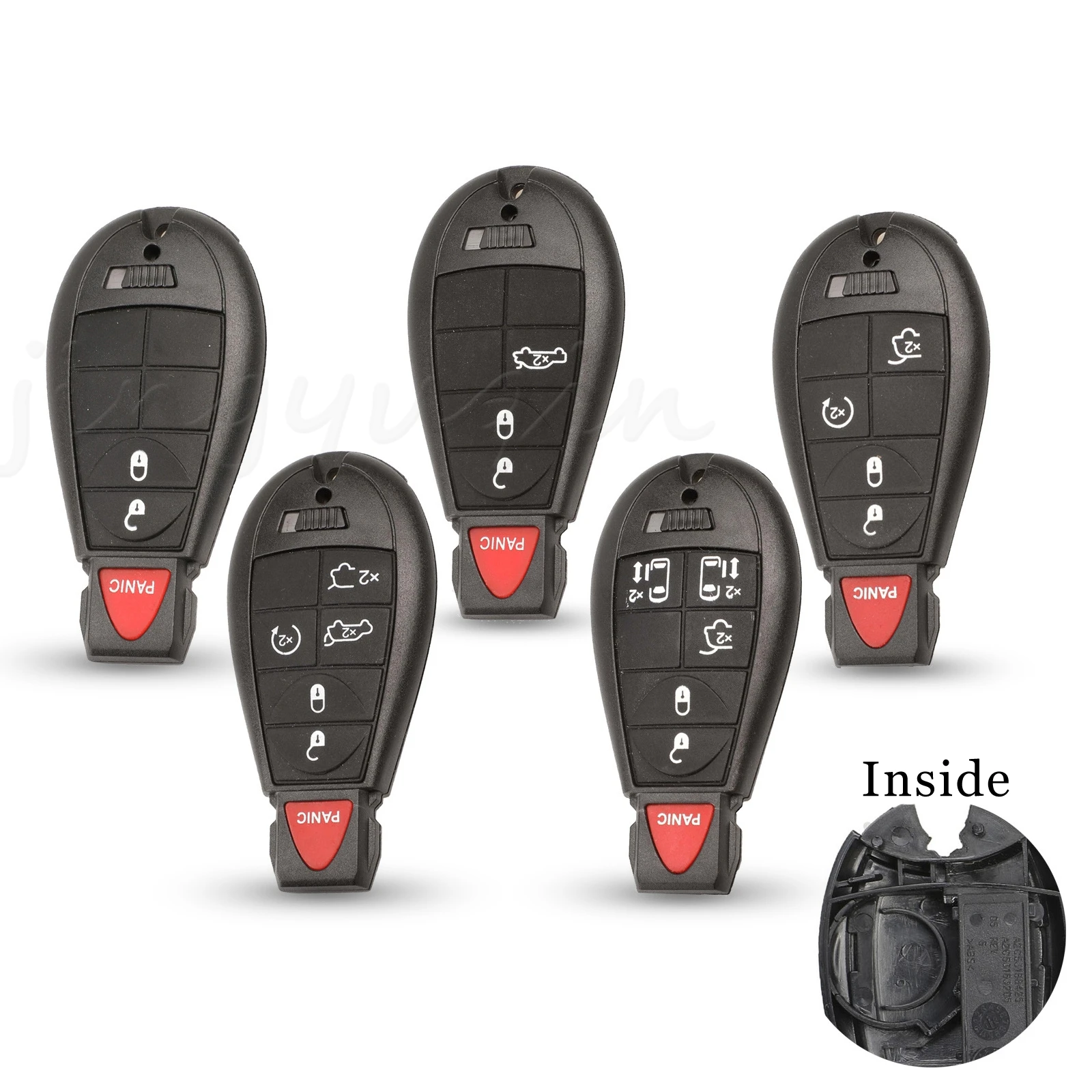 Jingyuqin Remote Smart Key Shell Case For Jeep Grand Cherokee Chrysler 300 Town & Country Dodge Challenger Charger Journey