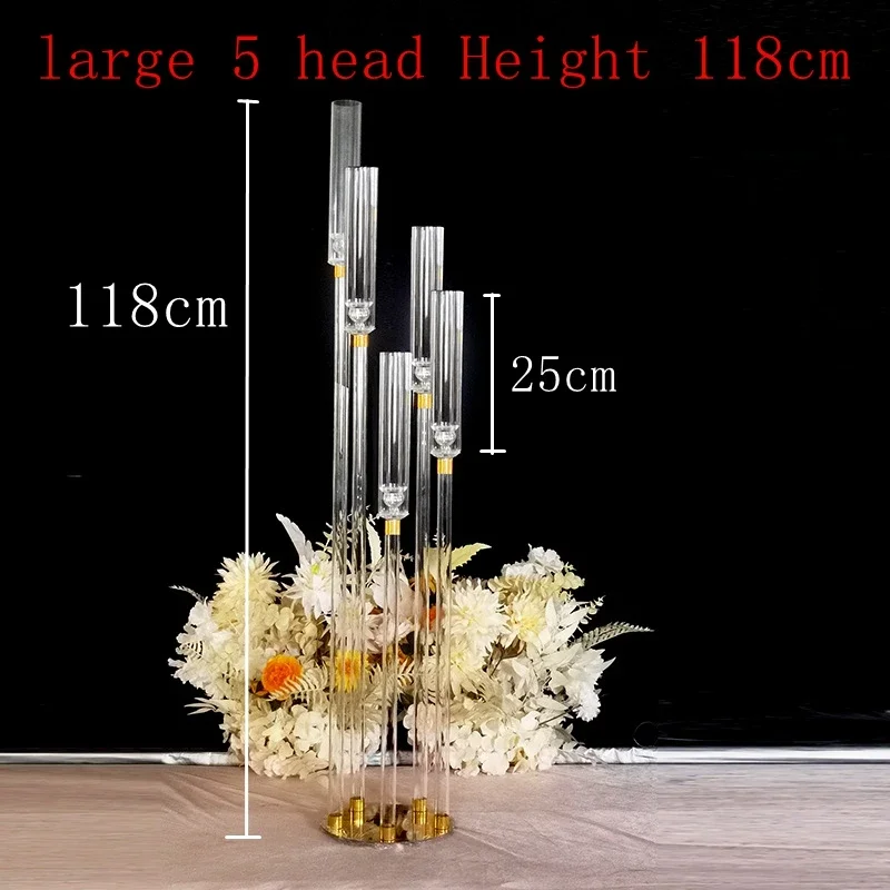 10pcs New Gold Wedding Decoration Centerpiece Clear Candle Holder Acrylic Candlesticks for Weddings Event Party