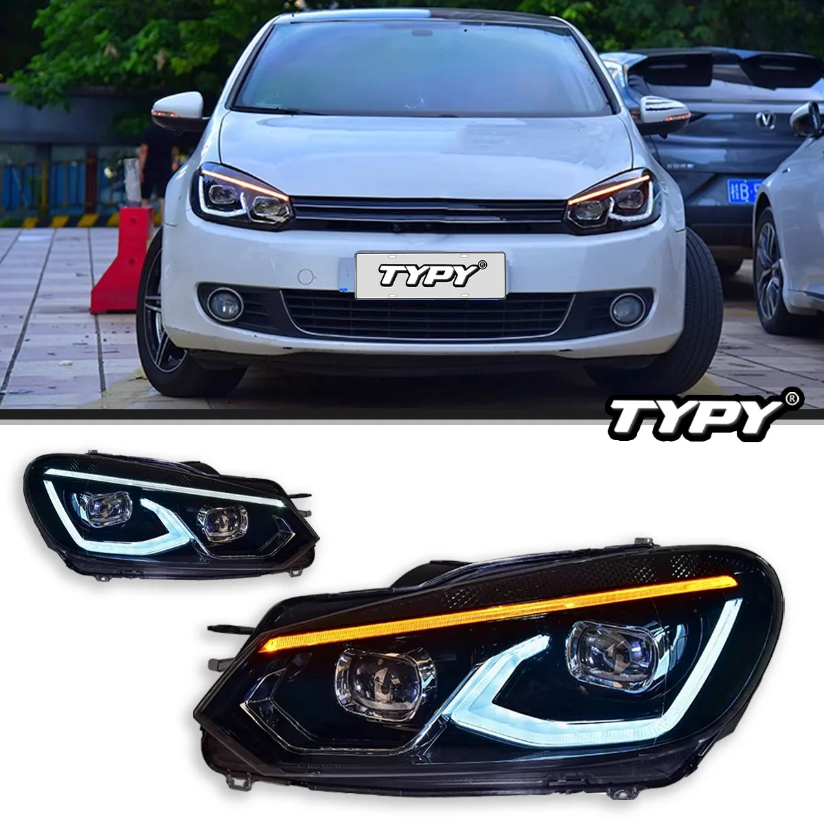 

Автомобильные фары TYPY для VW Golf 6 MK 6, фара 2008-2013, светодиодные фары для проектора, дневные ходовые огни, автомобильные аксессуары