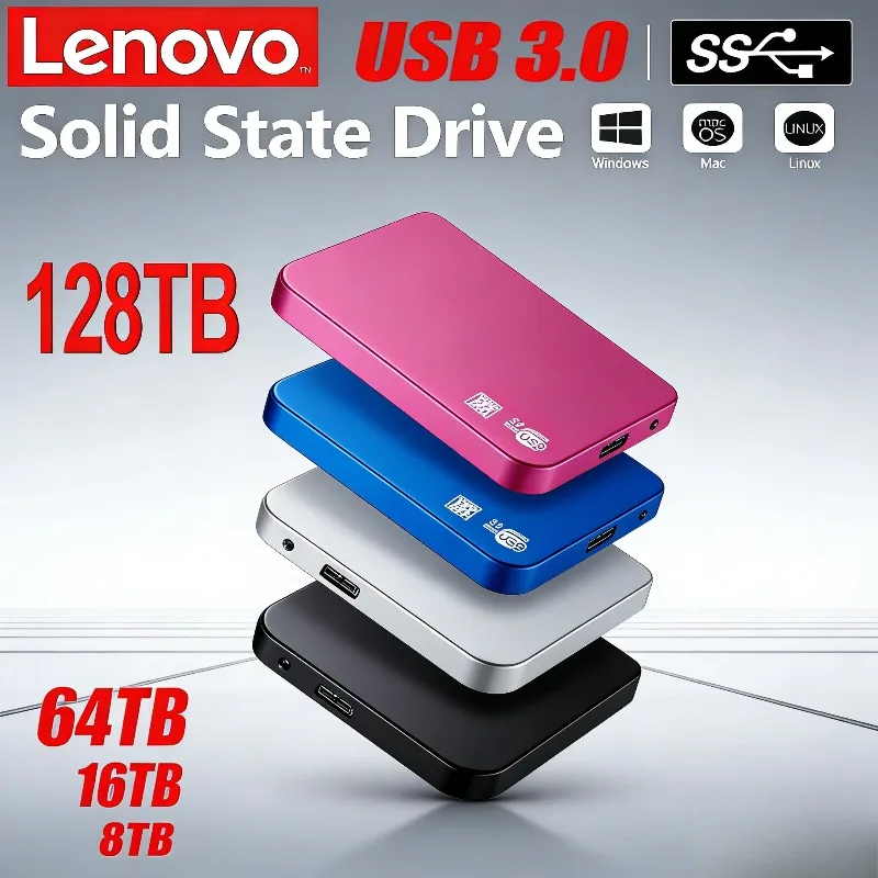 

Lenovo Original Portable SSD USB 3.0 high-speed transmission, with large capacities from 2TB-64TB, providing massive storage