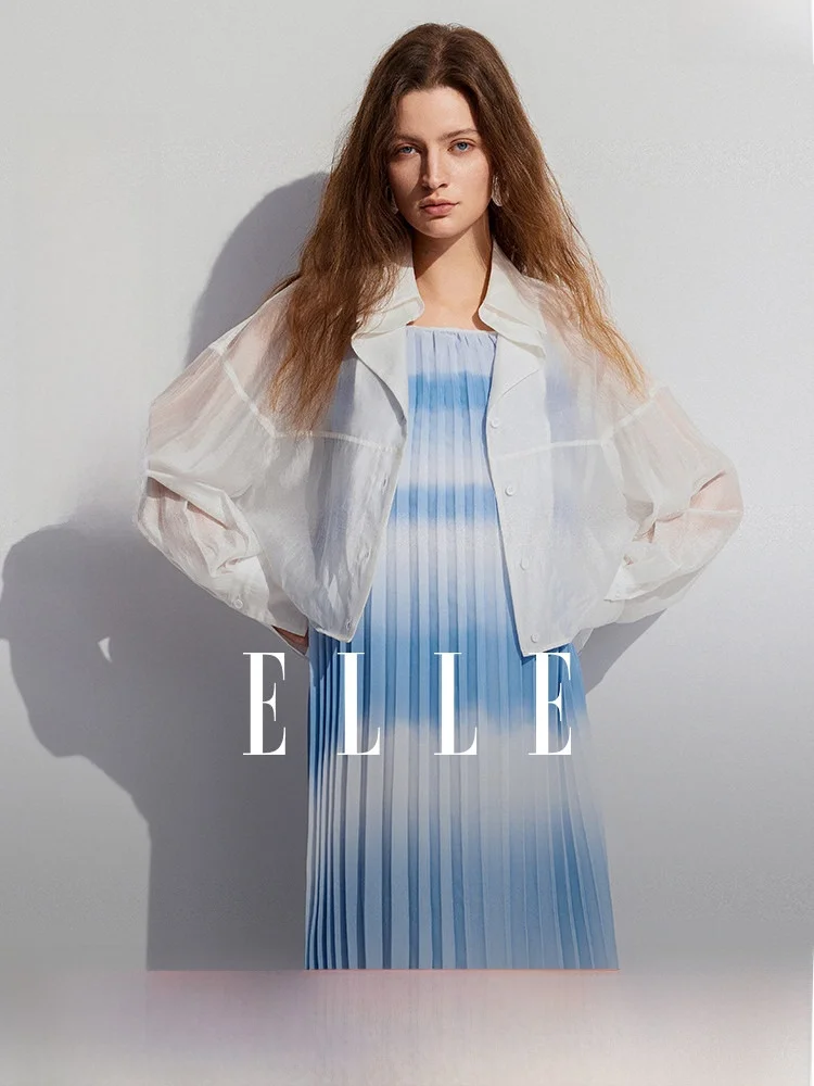 

ELLE Women's Loose Long Sleeve Shirt White Summer New Style Commute Simple Style High Quality Fashionable Small Audience