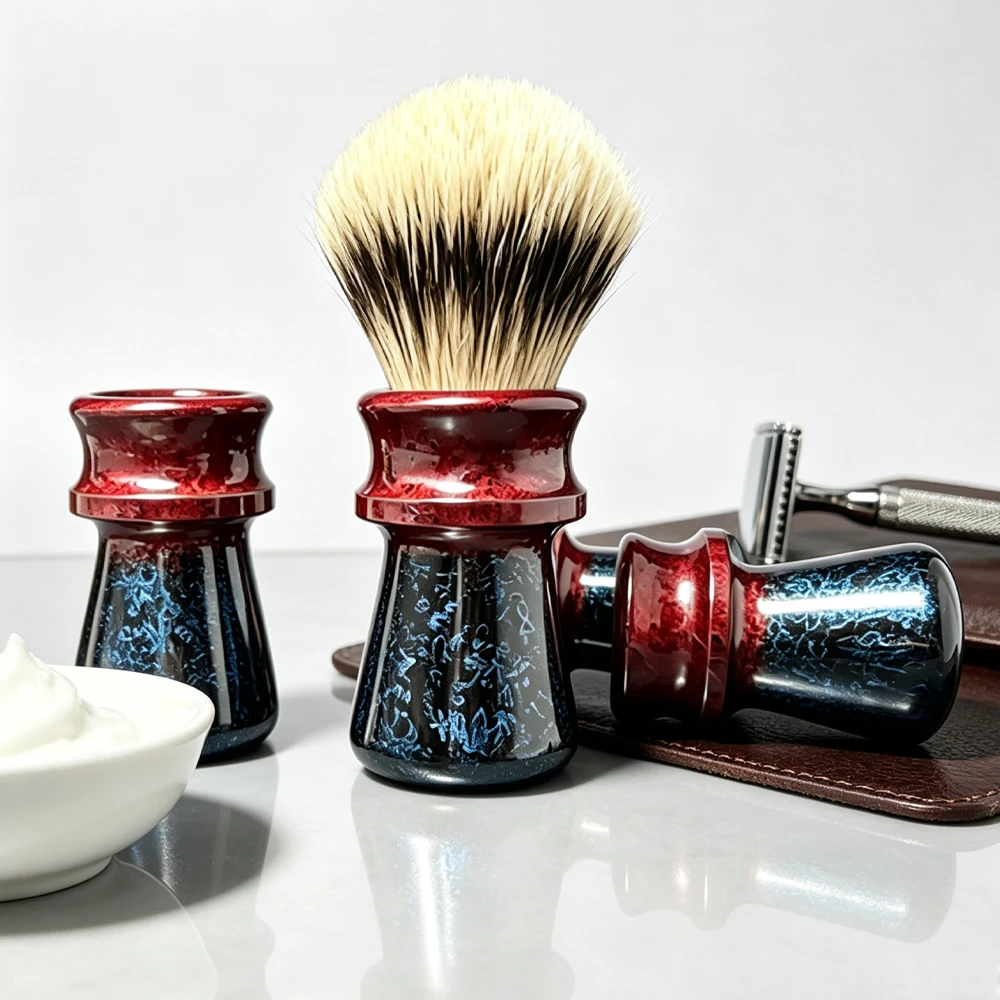 Chinese Lacquer Inferno Abyss Handle Shaving Brush Handle Boti Handmade