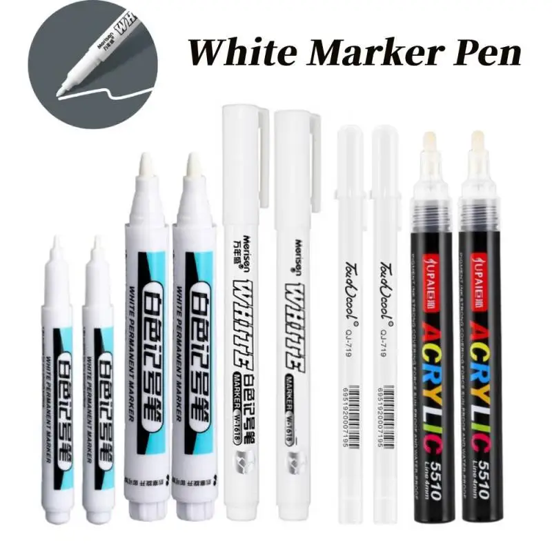 Waterproof White Marker Pen Alcohol Paint Oily Tire Painting Graffiti Pens Permanent for Fabric Wood Leather Marker