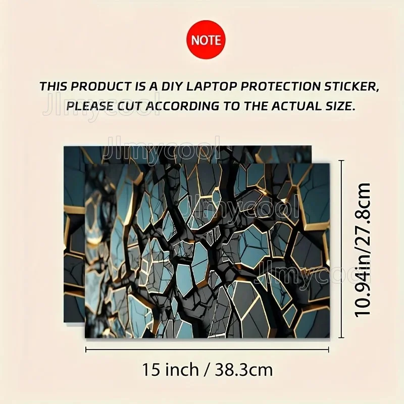 2 Pieces Broken Texture Pattern Laptop Art Decal Case Universal Laptop Skin Sticker for Laptop Car Helmet Motorcycle