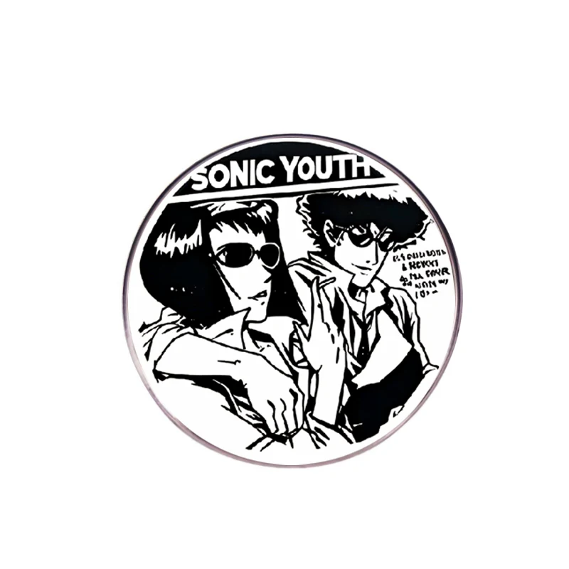 جديد سونيك الشباب الفرقة جولة بروش روك باند الشرير الموسيقى المغني دبوس شارة معدنية مروحة جمع مجوهرات الملابس والاكسسوارات #6