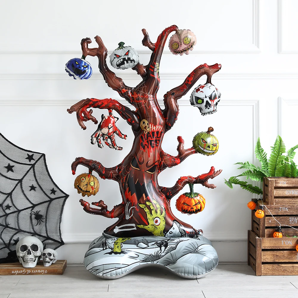 

Halloween Ghost Tree Inflatable Balloon Witch Haunted House Standing Foil Ball Halloween Party Horror Atmosphere Decoration Prop