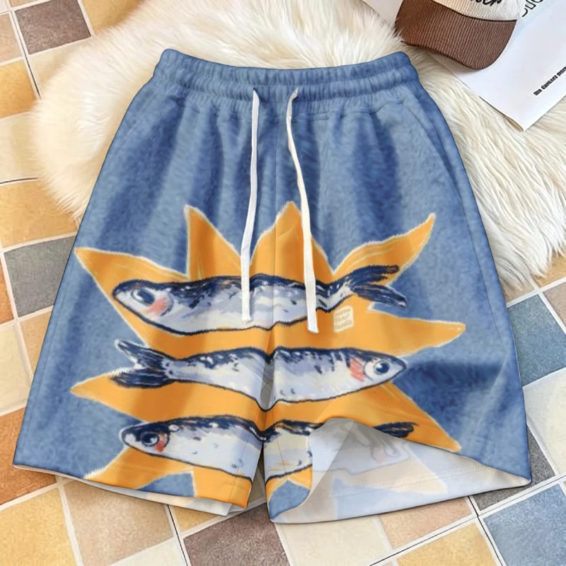 

Men's Fish Art Print Shorts Fashion Holiday Elastic Waisted Pokets Casual Short Pants Oversized Plus Size Board Bottoms 2026