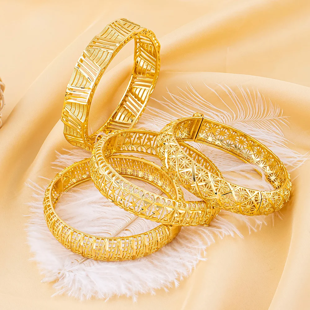 

Vintage Fashion Skeleton Gold-Plated Bracelet Luxury Dubai Bride Wedding Jewelry Bangles Accessories for Women Charm Gifts