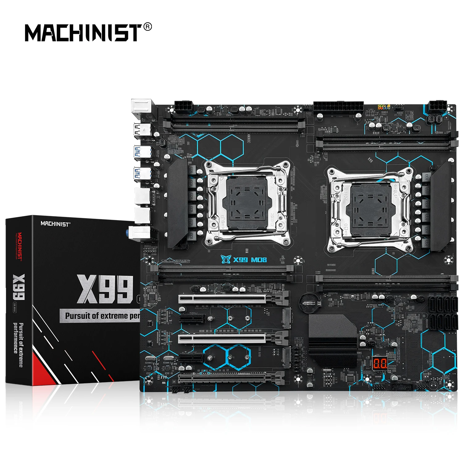 MACHINIST X99 MD8 Płyta główna LGA 2011-3 Obsługa podwójnego gniazda procesora Xeon 8 pamięci RAM DDR4 MAX 256 GB USB 3.0 M.2 NVME SATA